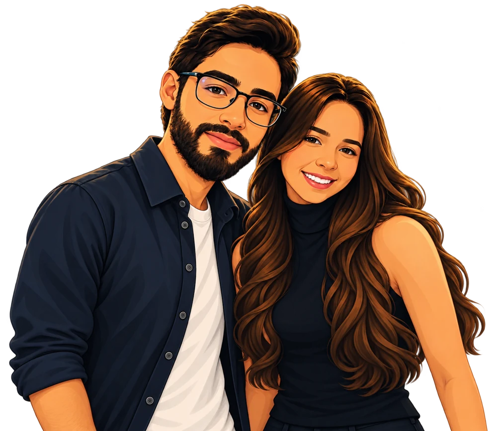 Representação de Rafael e Sabrina, o casal por trás do Economizando.